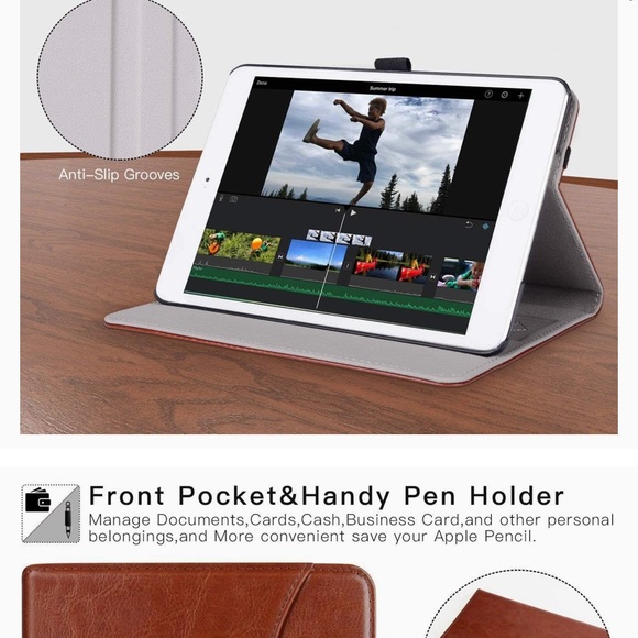 Ztotop Case for iPad Mini 5 Tan/Faux Leather with strap - Picture 6 of 10